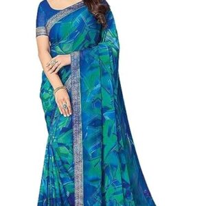 SIRIL Women's Lace & Printed Chiffon Saree with Blouse