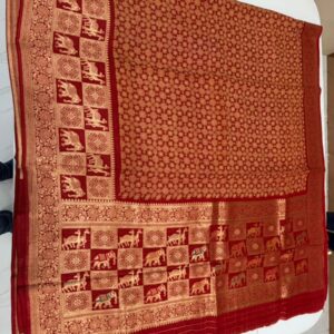 Maroon Dola Silk with Meenakari Animal Motifs